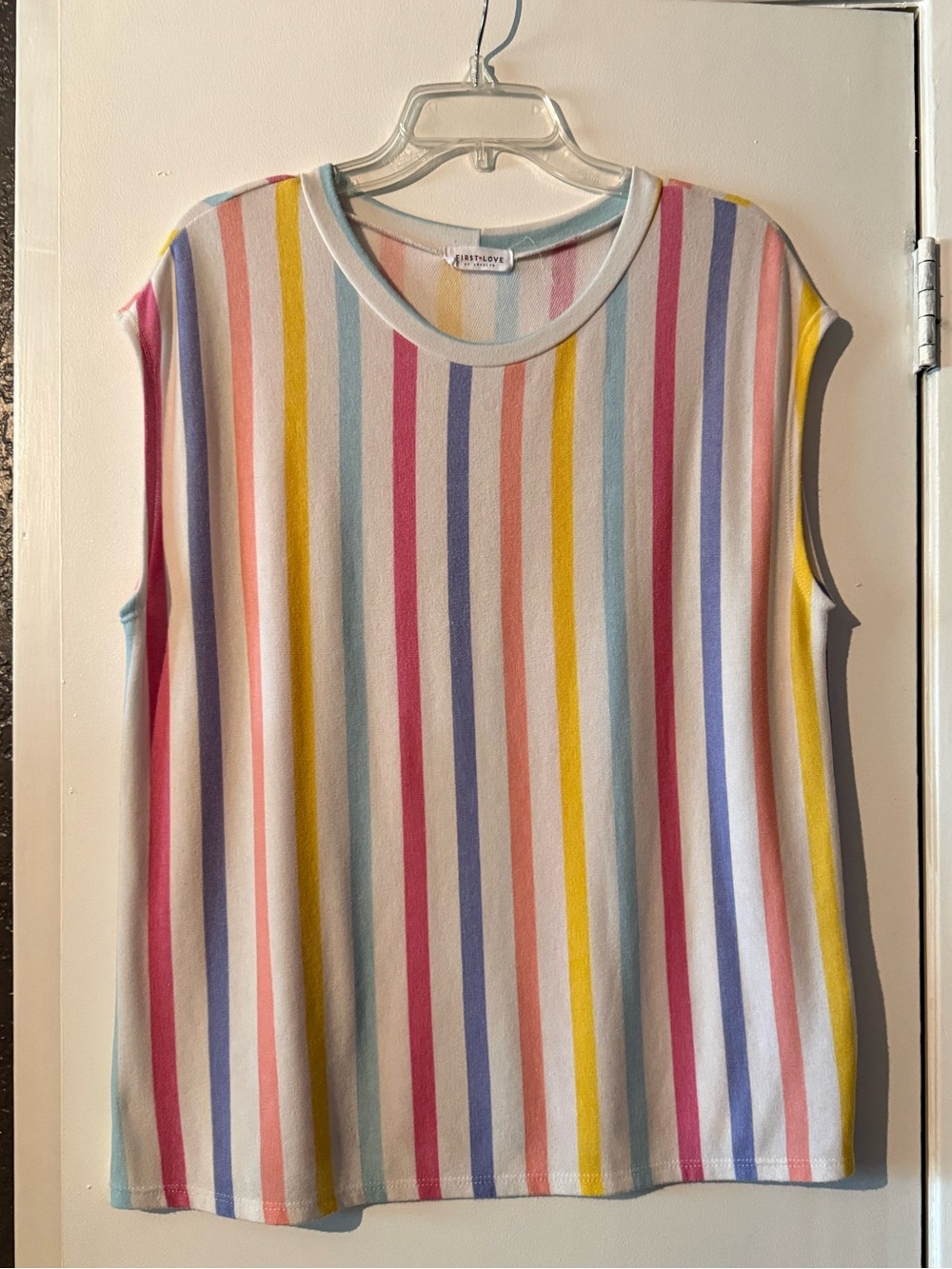First Love Multicolor Pastel Stripe Sleeveless Tank Top